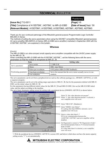 technical technical bulletin mitsubishi electric corporation