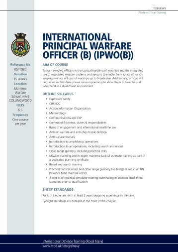 International Principal Warfare Officer(B) IPWO(B))