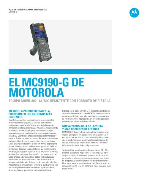 Motorola mc9190 especificaciones