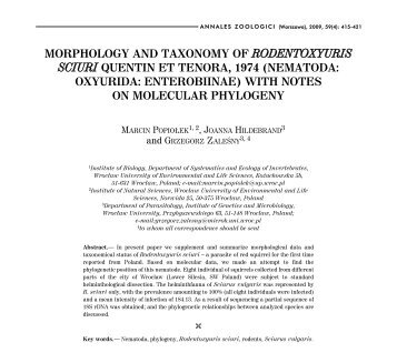 morphology and taxonomy of rodentoxyuris sciuri quentin et tenora ...