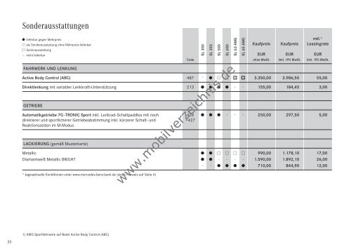 Preisliste Mercedes-Benz SL, 1/2010 - mobilverzeichnis.de