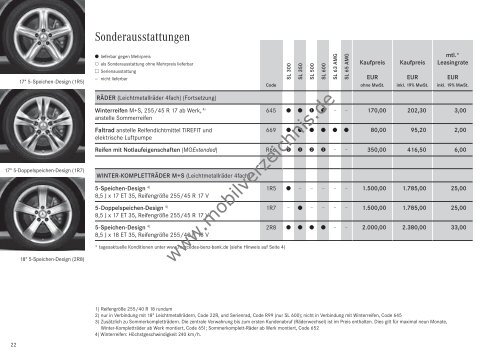 Preisliste Mercedes-Benz SL, 1/2010 - mobilverzeichnis.de