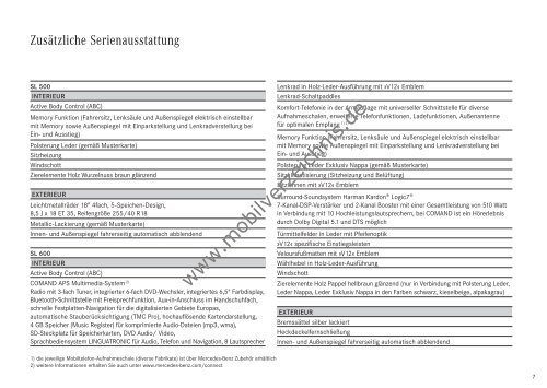 Preisliste Mercedes-Benz SL, 1/2010 - mobilverzeichnis.de