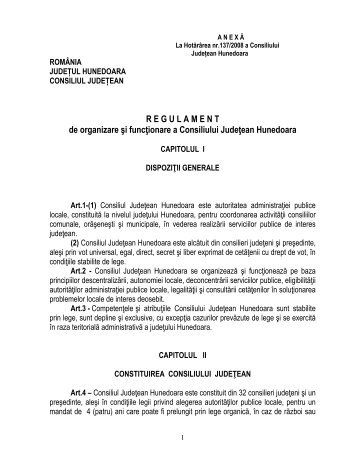 Regulamentul de organizare si functionare al Consiliului Judetean ...