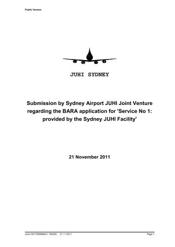Submission by Sydney Airport JUHI Joint Venture (PDF, 770KB)
