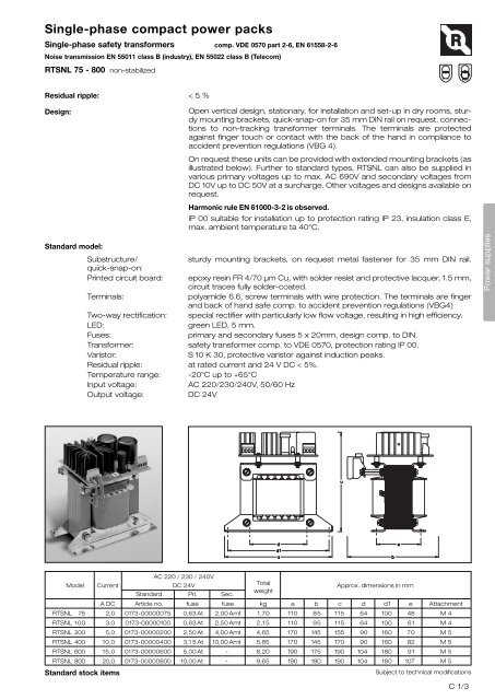 Single-phase compact power packs