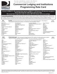 Commercial Lodging and Institutions Programming Rate Card - directv