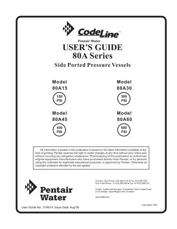 User Guide - Pentair Codeline