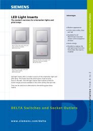 LED Light Inserts DELTA Switches and Socket Outlets - Siemens