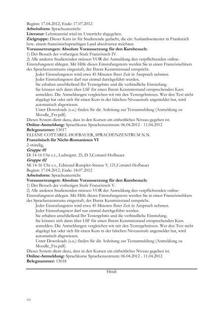 Vorlesungsverzeichnis Sommersemester 2012 - Institut für ...