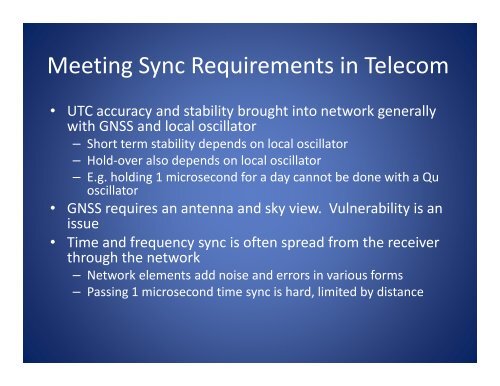 Telecom Requirements for Time and Frequency ... - GPS.gov