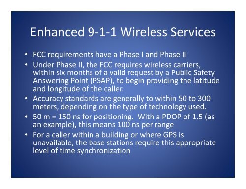 Telecom Requirements for Time and Frequency ... - GPS.gov
