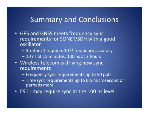 Telecom Requirements for Time and Frequency ... - GPS.gov