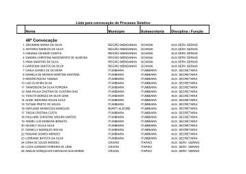 48ª Lista para Convocação - Secretaria da Educação