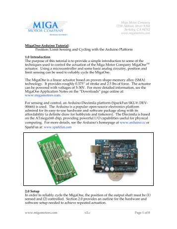 MigaOne-Arduino Tutorial - Miga Motor Company