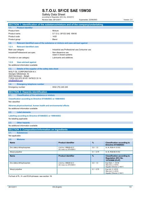 Material Safety Data Sheet (MSDS) (85.81kB) - Wolf Oil Corporate