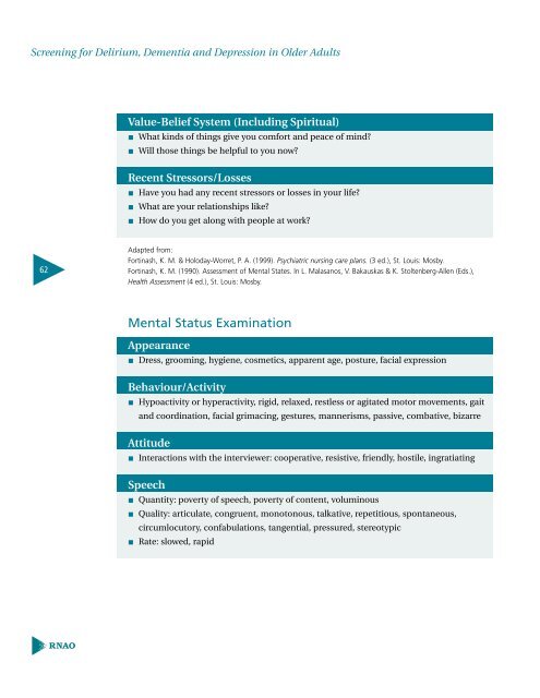 Screening for Delirium, Dementia and Depression in Older Adults