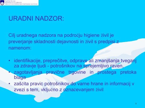 nadzor nad zagotavljanjem zdravstvene ustreznosti Å¾ivil