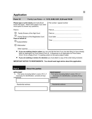 Form 12 Application - Judiciary Fiji