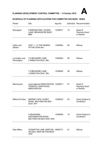 Planning Applications for Committee Decision - New Forest District ...