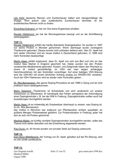 Meetings-Protokoll 1998 - Baerbel-und-manfred-mueller.de