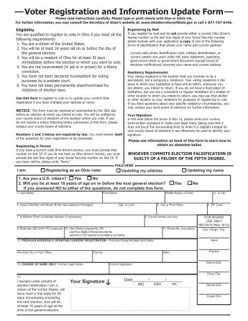 Ohio Voter Registration Form - Long Distance Voter