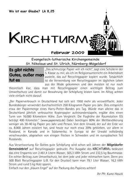 Februar 2009 - Ev: Kirchengemeinde Nürnberg-Mögeldorf