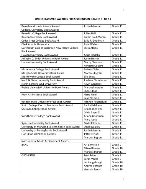 Bausch and Lomb Science Award