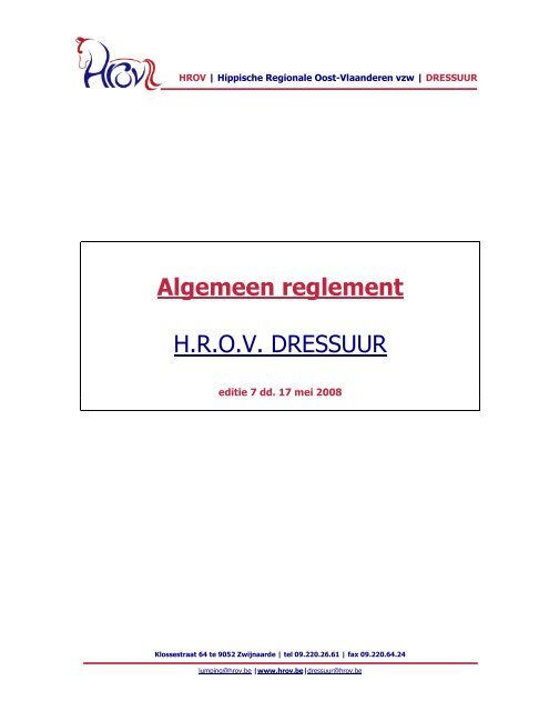 Algemeen reglement H.R.O.V. DRESSUUR