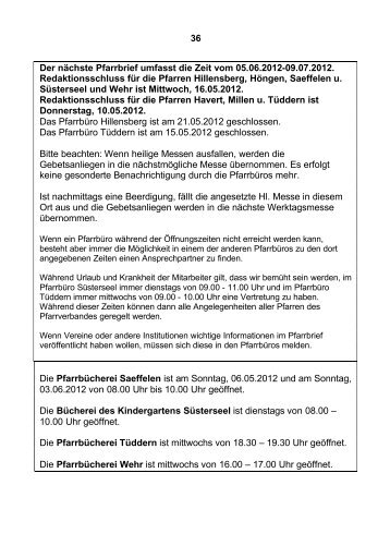 36 Der nächste Pfarrbrief umfasst die Zeit vom 05.06.2012-09.07 ...