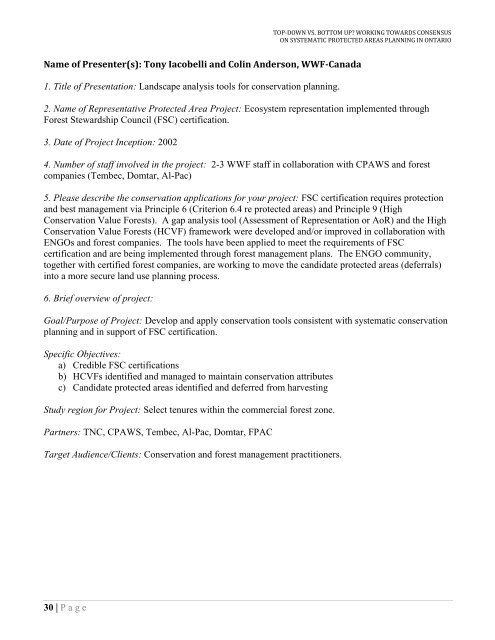 Top-Down vs. Bottom Up: Working Towards Consensus ... - CASIOPA