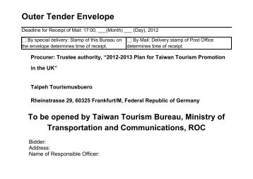 Outer Tender Envelope - Taiwan