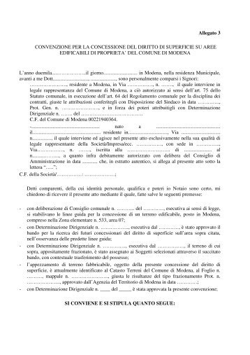 Schema della convenzioni per la concessione del diritto di ...