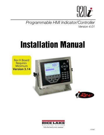 920i Installation Manual V4.01 - Rice Lake Weighing Systems