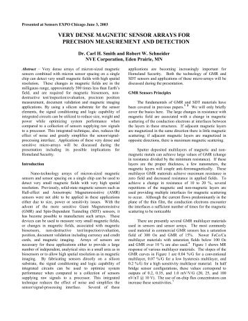 very dense magnetic sensor arrays for precision ... - NVE Corporation