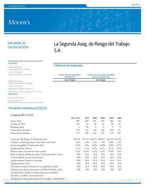 La Segunda Aseg. de Riesgo del Trabajo S.A. - Moody's