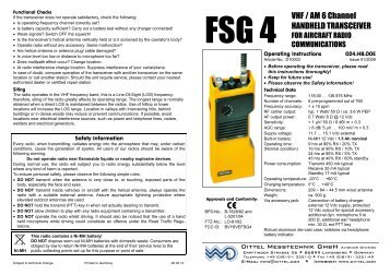 FSG 4 VHF / AM 6 Channel HANDHELD ... - AEROSHOP.eu