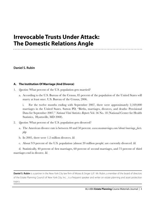 Irrevocable Trusts Under Attack: The Domestic Relations Angle