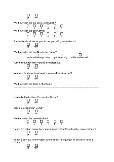 Fragebogen Kinderturnheft