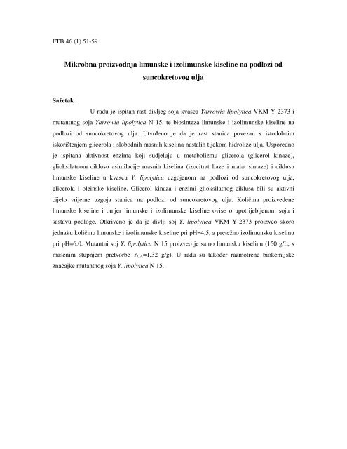 Microbiological Production of Citric and Isocitric Acids from ...