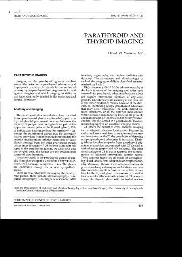 PARATHYROID AND THYROID IMAGING - Neuroradiology