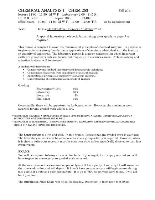 Analytical Chemistry Chem 252