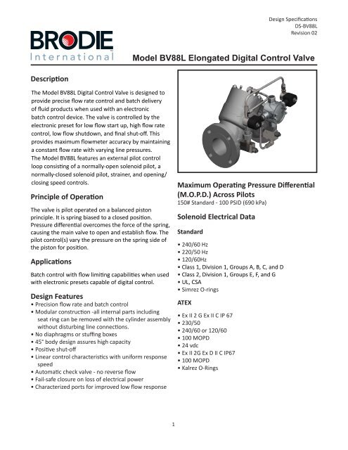 Model BV88L Elongated Digital Control Valve Brodie International