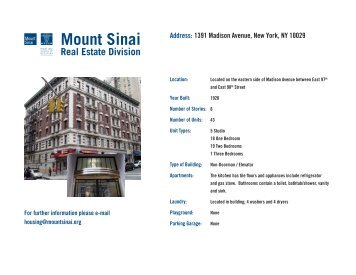 1391 Madison Avenue, New York, NY 10029 Mount Sinai Real ...