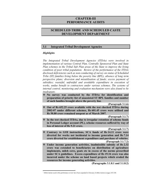 Performance Audits Accountant General Odisha