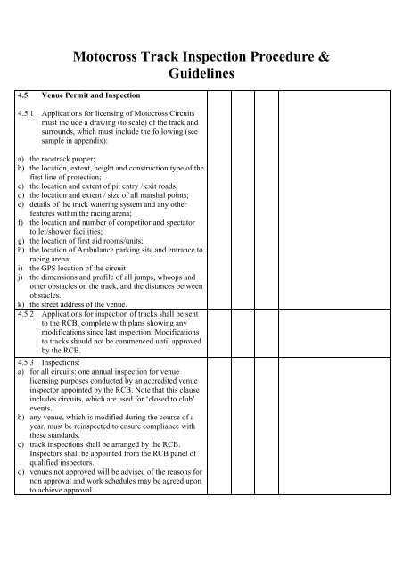 Motocross Track Inspection Procedure & Guidelines - Motorcycling ...