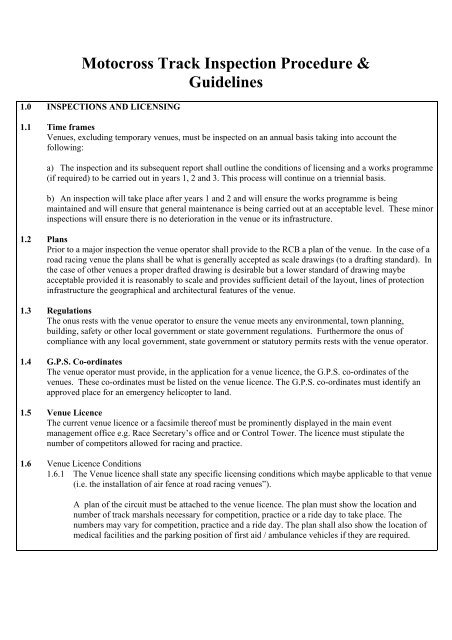 Motocross Track Inspection Procedure & Guidelines - Motorcycling ...