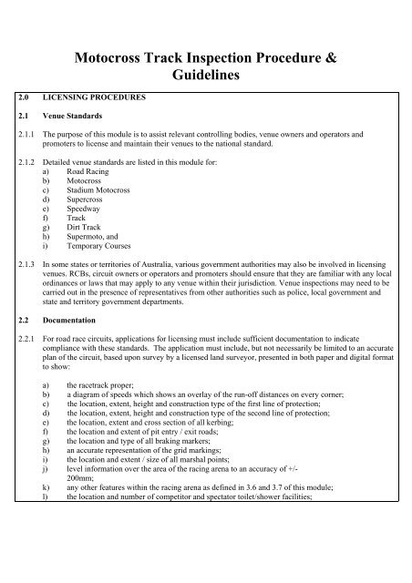 Motocross Track Inspection Procedure & Guidelines - Motorcycling ...