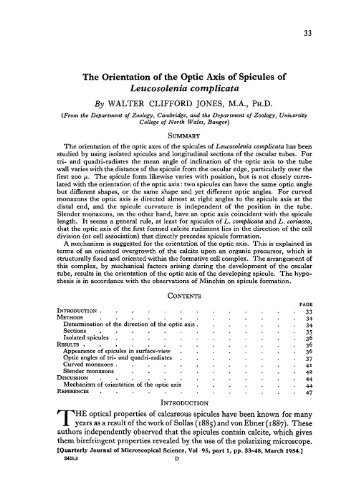 The Orientation of the Optic Axis of Spicules of Leucosolenia ...