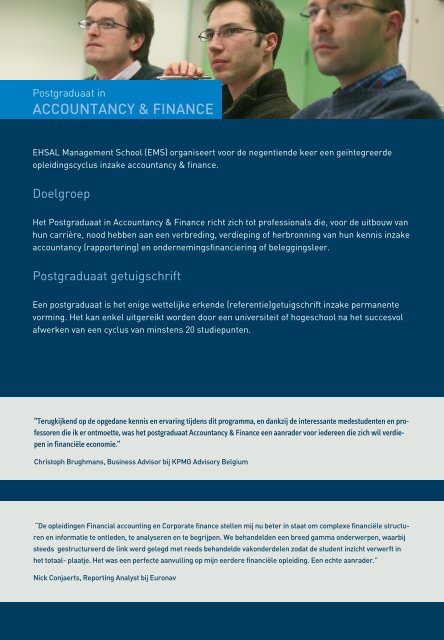 Postgraduaat in Accountancy & Finance - HUBRUSSEL.net